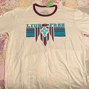 Crazy Train Cream Maroon and Teal Graphic Tee Size XL NWT
